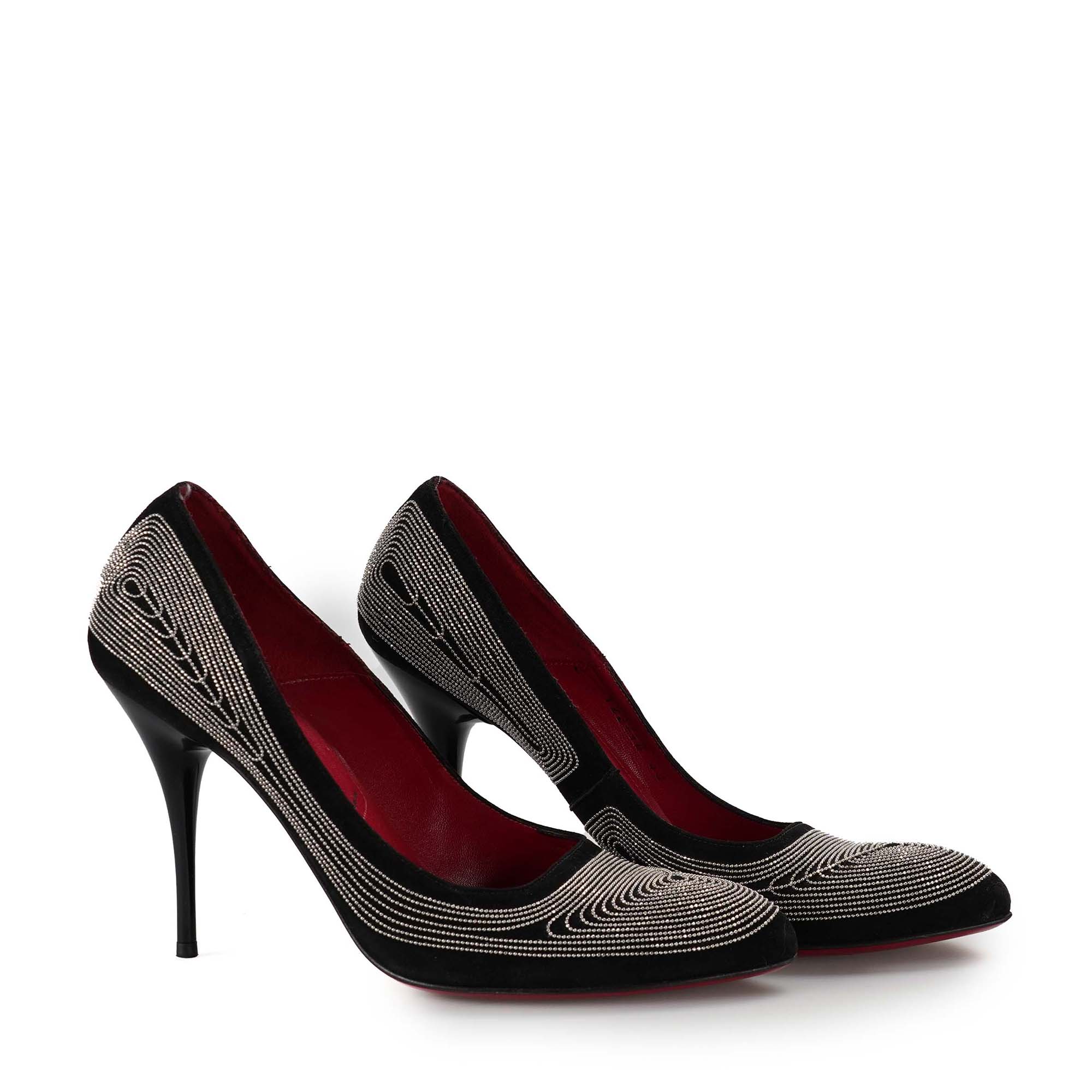 Paciotti - Black Suede Silver Stud Pumps 